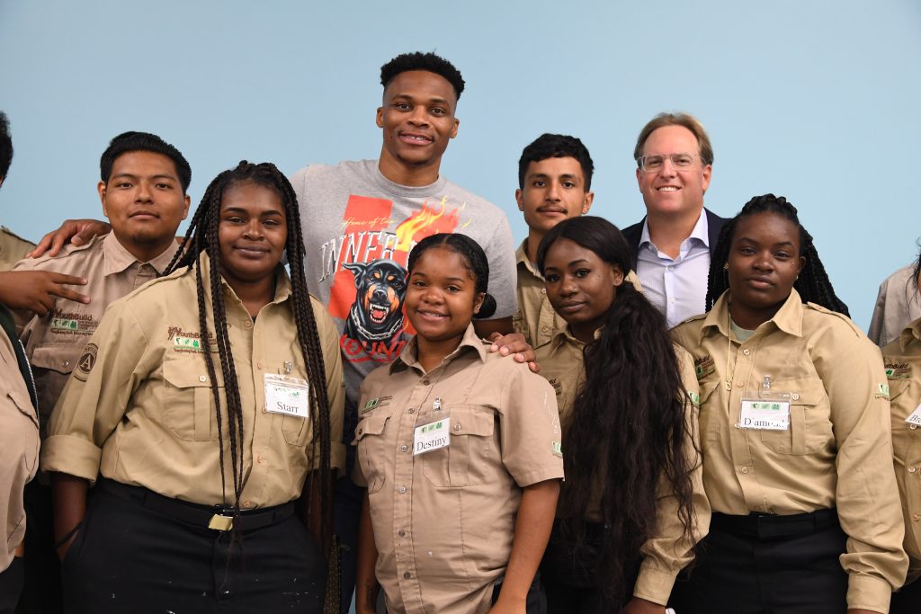 Philanthropist Chad Brownstein and Russel Westbrook at the LA Conservation Corps